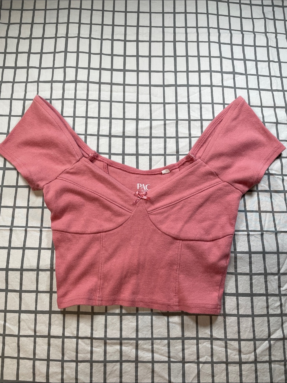 PacSun womens corset stitch short sleeve crop top
